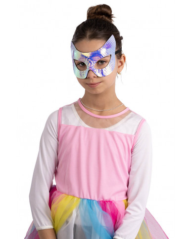 CAT MASK IN METALLIC PINK FABRIC WITH HEADER