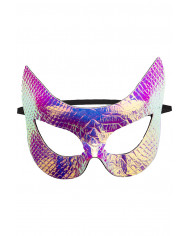Katzenmaske aus rosa metallisiertem Stoff mit Aufhänger