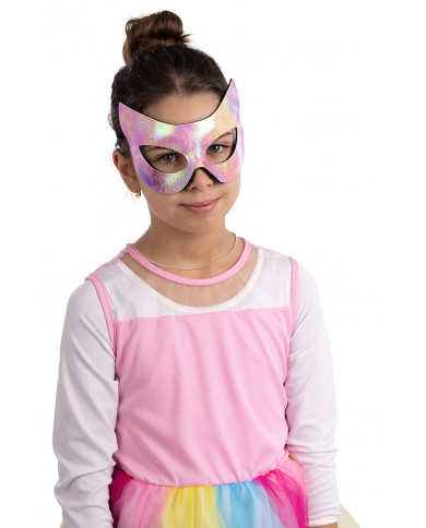 CAT MASK IN METALLIC MULTICOLORED FABRIC WITH HEADER