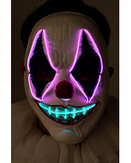 Clown-Maske aus Kunststoff mit Leucht-Dek. (Batterien nicht enthalten) in Beutel mit Aufhänger