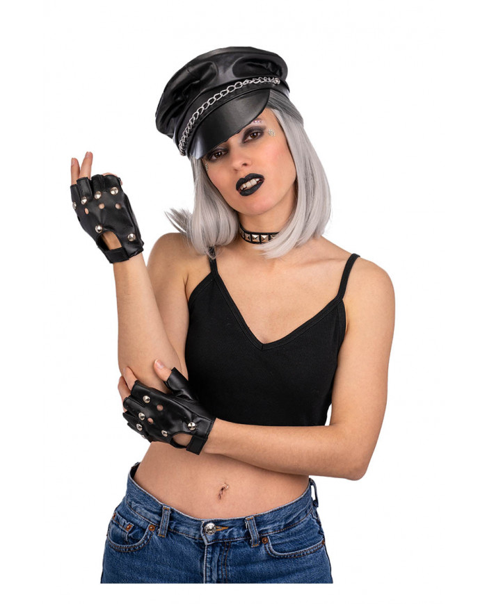 Set biker (cappello, guanti, collarino) su cartoncino