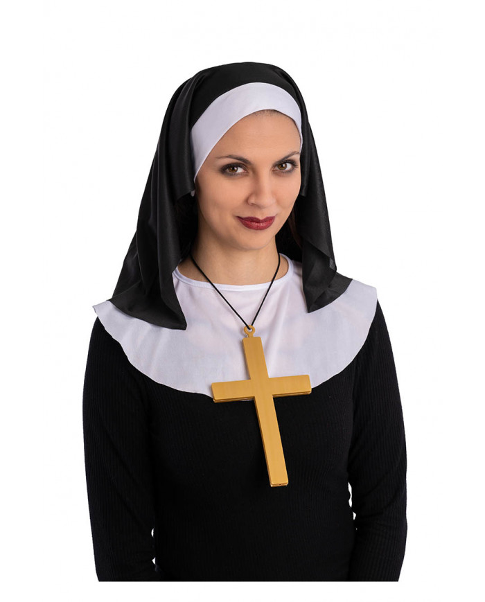 NUN DISGUISE SET (HEADPIECE, COLLAR, NECKLACE) IN PBH
