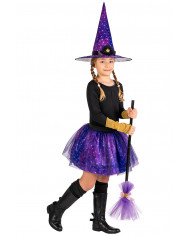 GIRL WITCH SET (SKIRT, HAT, BROOM) IN BAG WITH HOOK