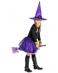 GIRL WITCH SET (SKIRT, HAT, BROOM) IN BAG WITH HOOK