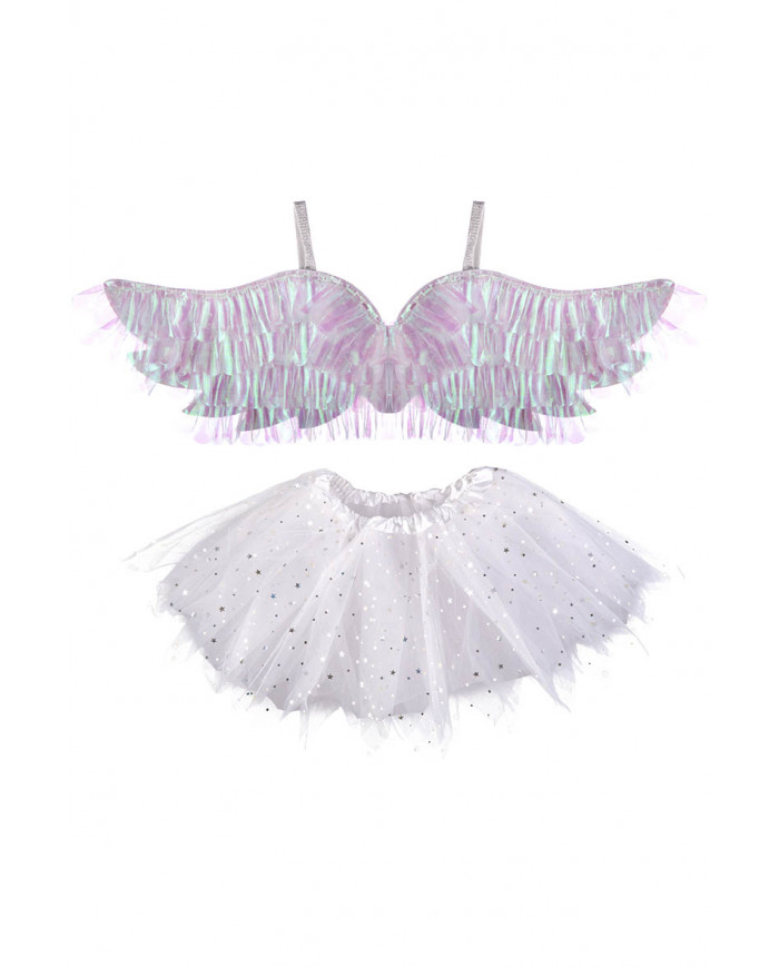 Engel-Set (Rock und Flügel mit Glitter L. cm 78x21 ca.) in Beutel mit Haken