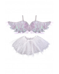 conjunto de ángel (falda y alas con purpurina de unos 78x21 cm. de largo) en bolsa con gancho
