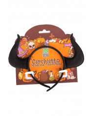 BLACK DEVIL HEADBAND IN FABRIC ON CARD