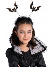 BLACK HEADBAND WITH BATS AND FEATHERS WITH HEADER