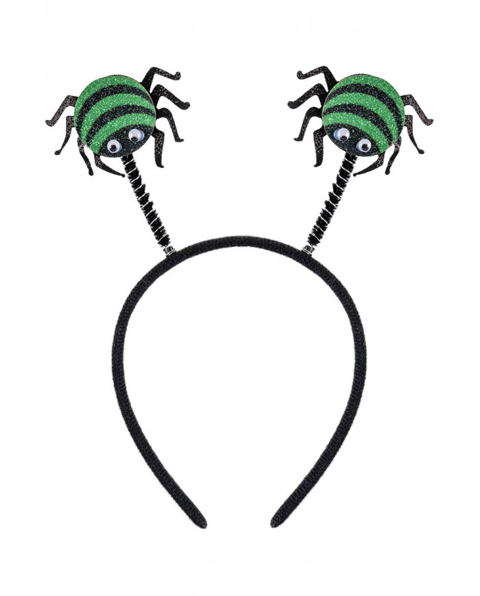 HEADBAND WITH BLACK/GREEN SPIDERS WITH HEADER
