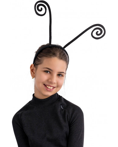 BLACK INSECT ANTENNAE HEADBAND WITH HEADER