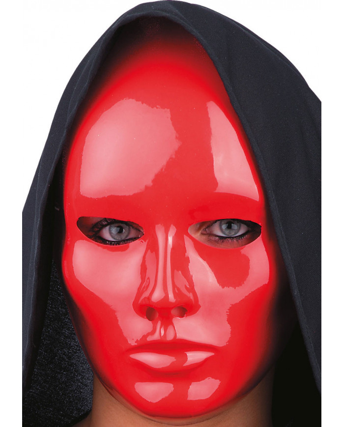 Red plastic mask for a demoniac disguise.