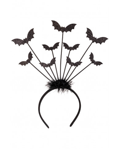 BLACK HEADBAND WITH BATS AND MARABOUT WITH HEADER