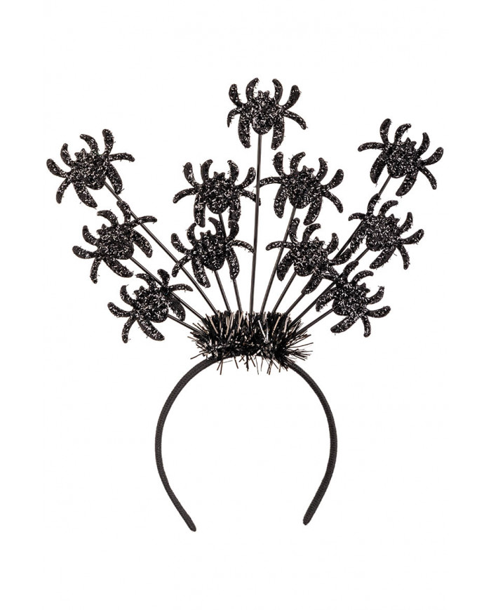 BLACK HEADBAND WITH SPIDERS AND MARABOUT WITH HEADER