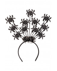 BLACK HEADBAND WITH SPIDERS AND MARABOUT WITH HEADER