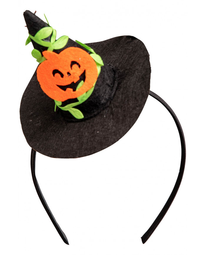 chapeau sorcière noir avec citrouille et serre-tête avec carte d’en-tête