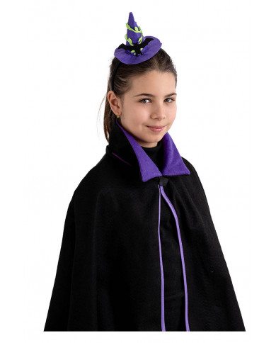Cappellino strega viola con pipistrello con cerchietto con cav.
