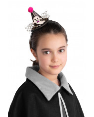 Cappellino nero glitter con pom pom e fantasmino con cerchietto con cav.