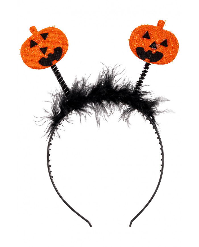 diadema con calabazas y marabú con solapa de cartón