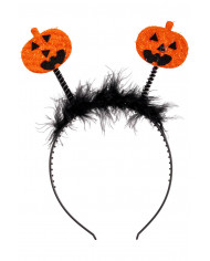 diadema con calabazas y marabú con solapa de cartón