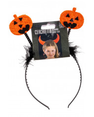 diadema con calabazas y marabú con solapa de cartón