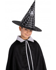 SPIDERWEB PRINTED WITCH HAT IN PLASTIC FABRIC H.CM.35 WITH HANGTAG/LABEL
