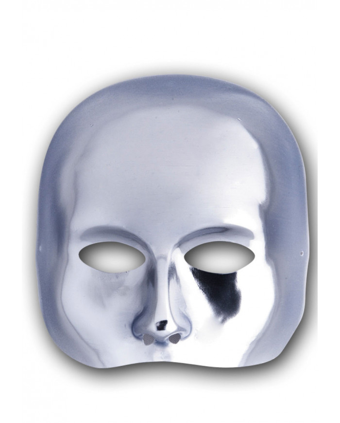 Metallized plastic chinless mask to hide your identity like in