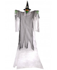 Strega con cappello, ragno e luci d'app h.cm.310 ca. in busta (batt.incl.)