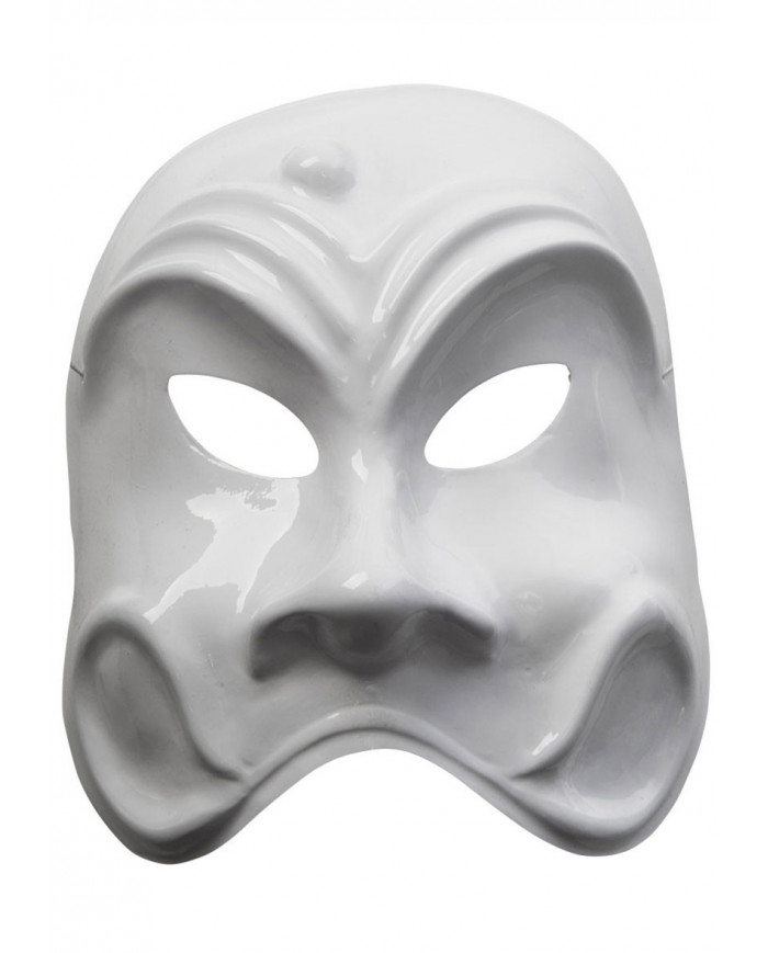Maschera di Carnevale di Arlecchino in plastica bianca, per