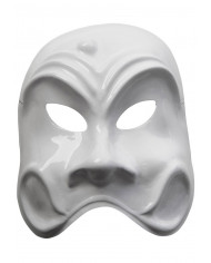 Maschera di Carnevale di Arlecchino in plastica bianca, per