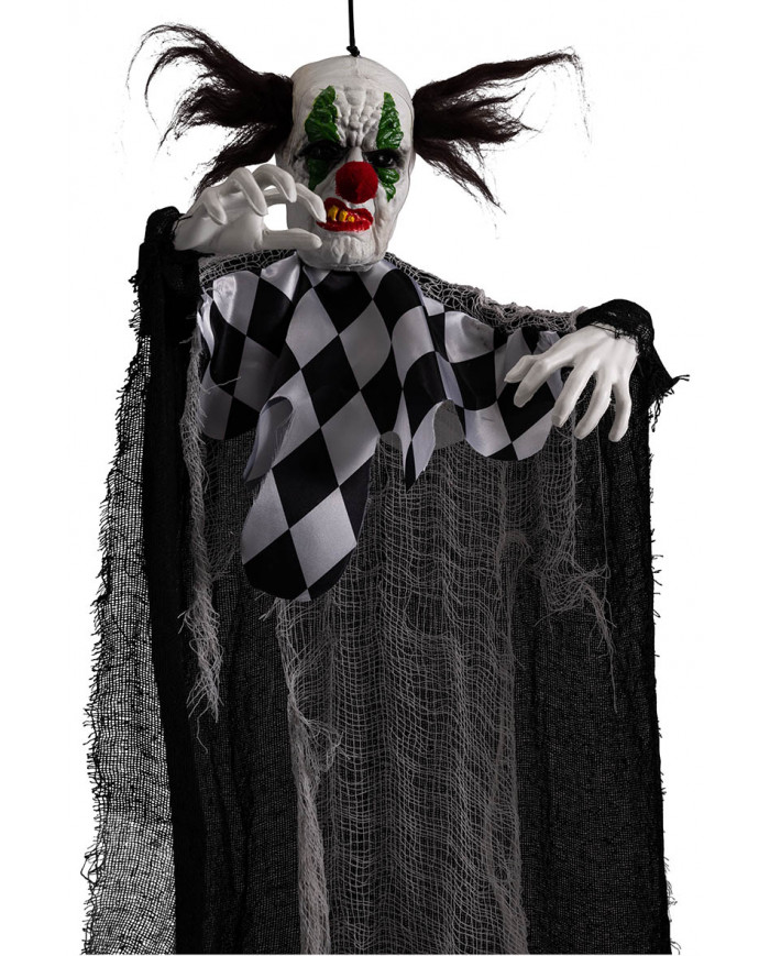 Clown horror con tunica scacchi d'appendere h.cm.120 ca. in busta