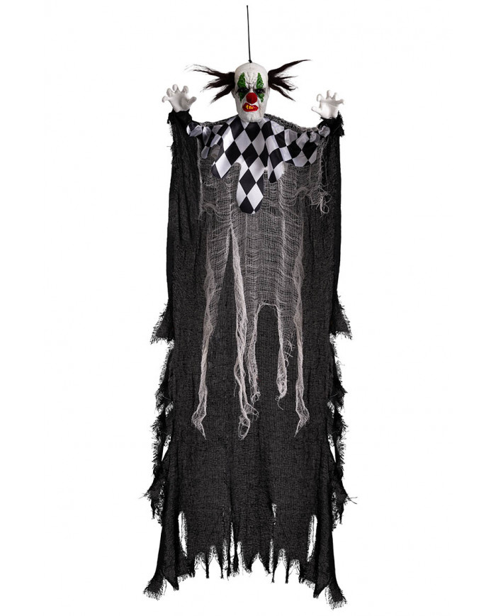 Clown horror con tunica scacchi d'appendere h.cm.120 ca. in busta