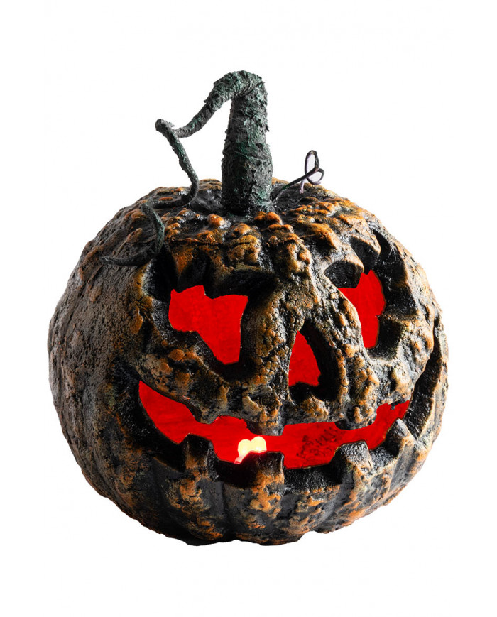 calabaza de terror de adorno con ojos luminosos de unos 25 cm de alto (con pilas incluidas) con etiqueta colgante/etiqueta