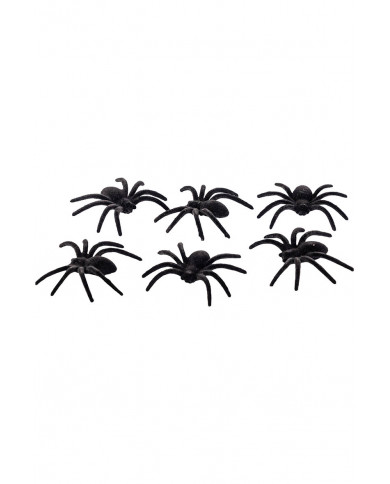 6 BLACK VELVET SPIDERS DIAM. CM 7 ON CARD
