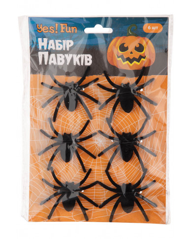 6 BLACK VELVET SPIDERS DIAM. CM 7 ON CARD