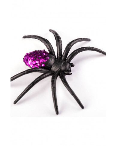 6 GLITTERED PLASTIC SPIDERS ASS.COL. DIAM.CM 8 ON CARD