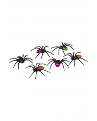 6 GLITTERED PLASTIC SPIDERS ASS.COL. DIAM.CM 8 ON CARD