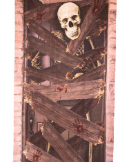 couverture de porte avec squelette, hauteur 200 cm x longueur 80 cm environ dans une pochette avec carte d’en-tête