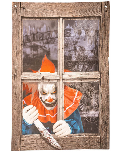 CURTAIN WITH HORROR CLOWN PRINT H.CM.90 X L.CM.60 IN PBH