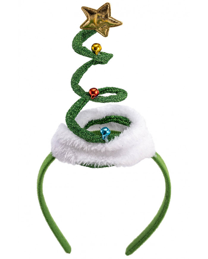 diadema de navidad en espiral verde con solapa de cartón