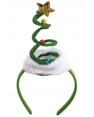 CHRISTMAS HEADBAND W/GREEN SPIRAL W/HEADER