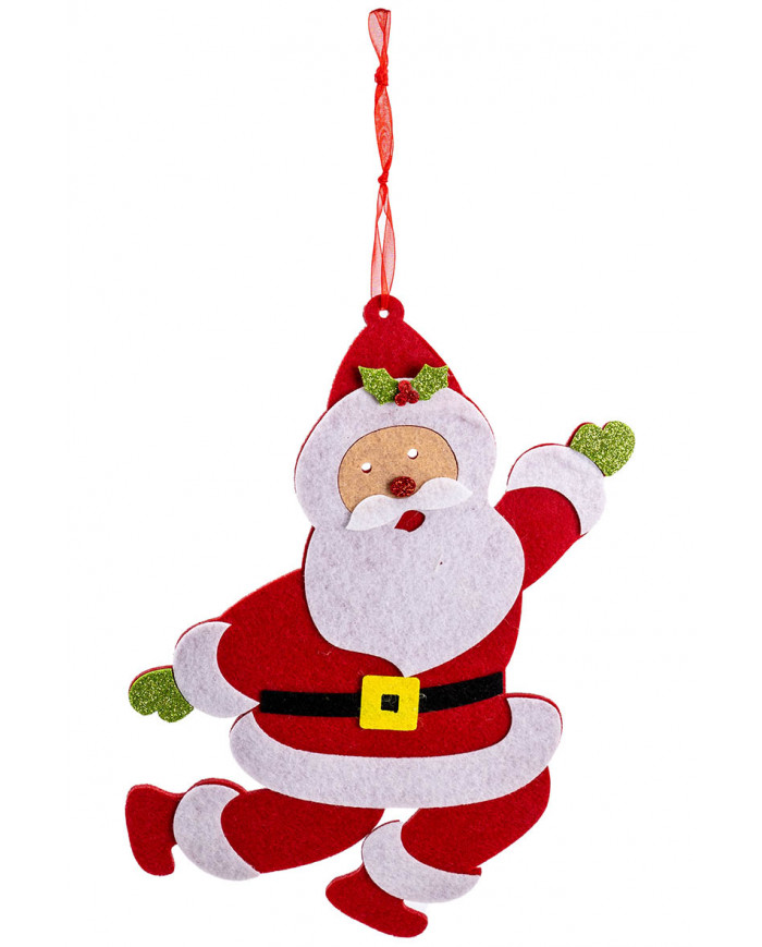 adorno de Papá Noel de fieltro de unos 20 cm. de alto con solapa de cartón