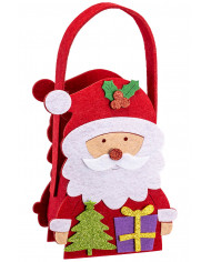 Rote Tasche mit Weihnachtsmann und Paket H. cm 25x10 ca. mit Aufhänger