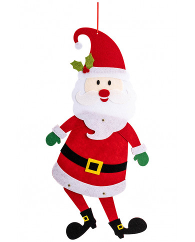 adorno Papá Noel de fieltro de unos 60 cm de alto con solapa de cartón