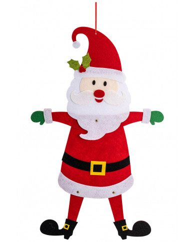 adorno Papá Noel de fieltro de unos 60 cm de alto con solapa de cartón
