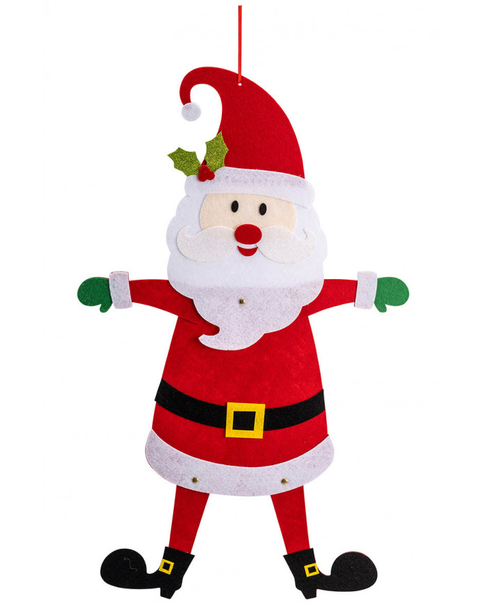 Decorazione babbo natale in feltro h.cm.60 ca. con cav.