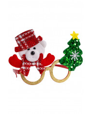 CHRISTMAS GLASSES W/TEDDY BEAR ON CARD