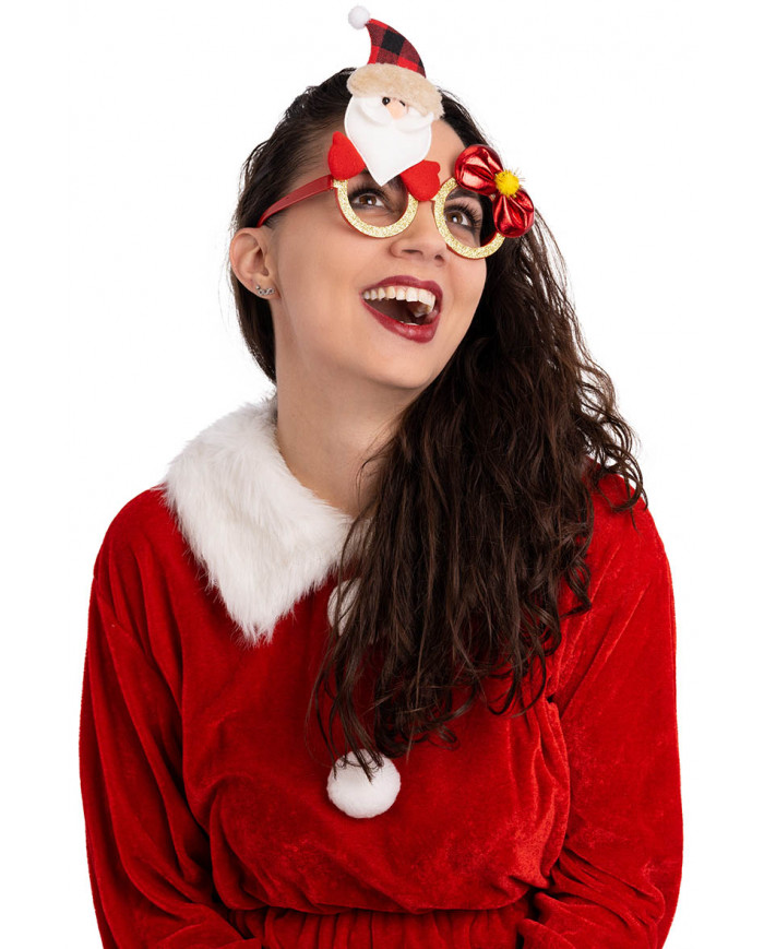 CHRISTMAS GLASSES W/SANTA CLAUS ON CARD