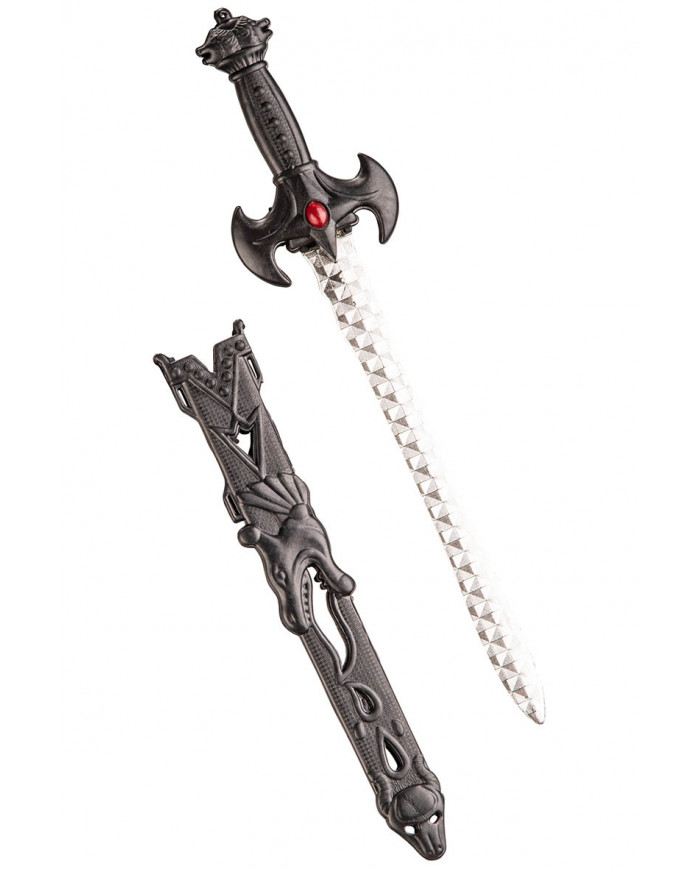 BLACK SWORD WITH SCABBARD AND RED STONE L.CM.38 WITH HEADER