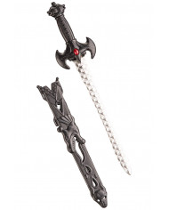 épée noire avec fourreau et gemme rouge, longueur 38 cm environ avec carte d’en-tête