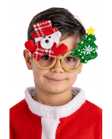 lunettes de noël avec ourson sur papier cartonné